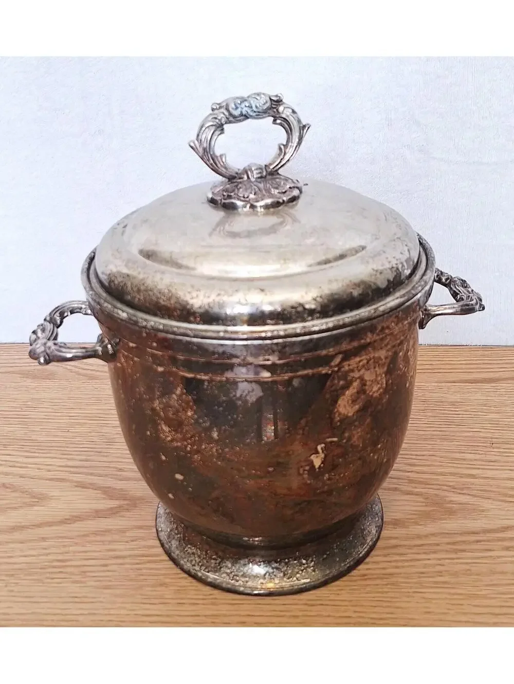 English Silver Mfg Corp VTG Ice Bucket Glass Vacuum Liner MCM Barware USA